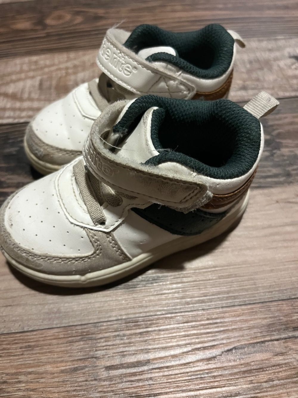 Stride Rite White and Dark Green High-Top Sneakers size 5